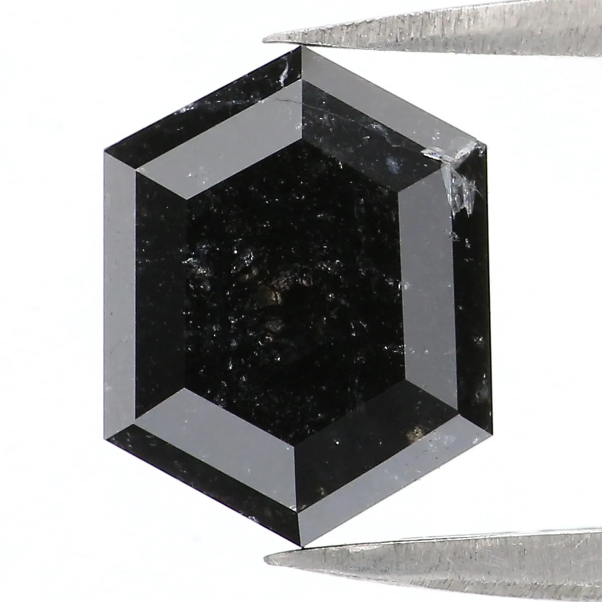 Natural Loose Hexagon Diamond Black Color 1.97 CT 9.24 MM Hexagon Shape Rose Cut Diamond L9328