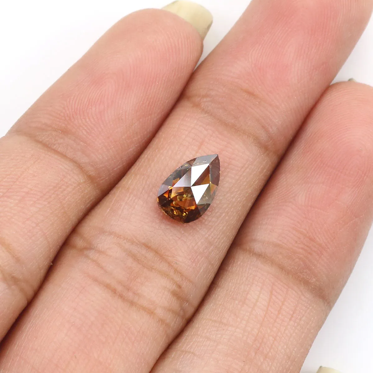 Natural Loose Pear Brown Champagne Color Diamond 1.00 CT 8.80 MM Pear Shape Rose Cut Diamond L6177