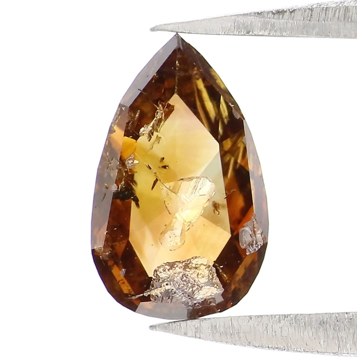 Natural Loose Pear Brown Champagne Color Diamond 1.00 CT 8.80 MM Pear Shape Rose Cut Diamond L6177