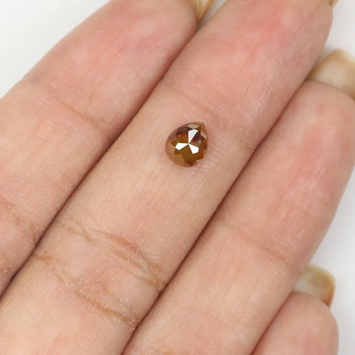 Natural Loose Pear Diamond Yellow Brown Color 0.77 CT 5.85 MM Pear Shape Rose Cut Diamond L1759