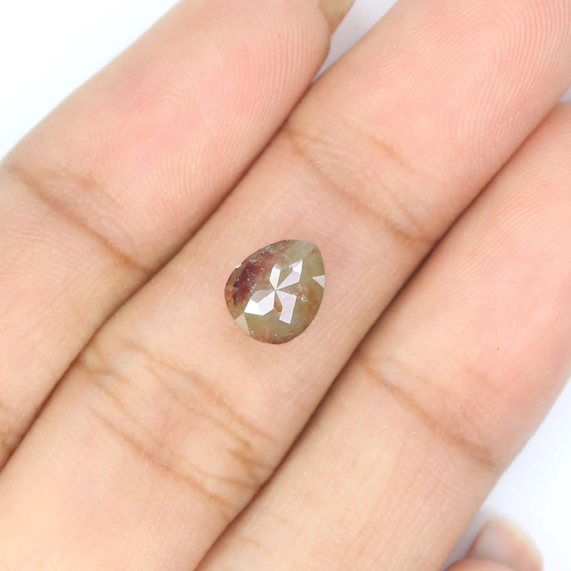 Natural Loose Pear Grey Brown Color Diamond 1.28 CT 7.50 MM Pear Shape Rose Cut Diamond L6718