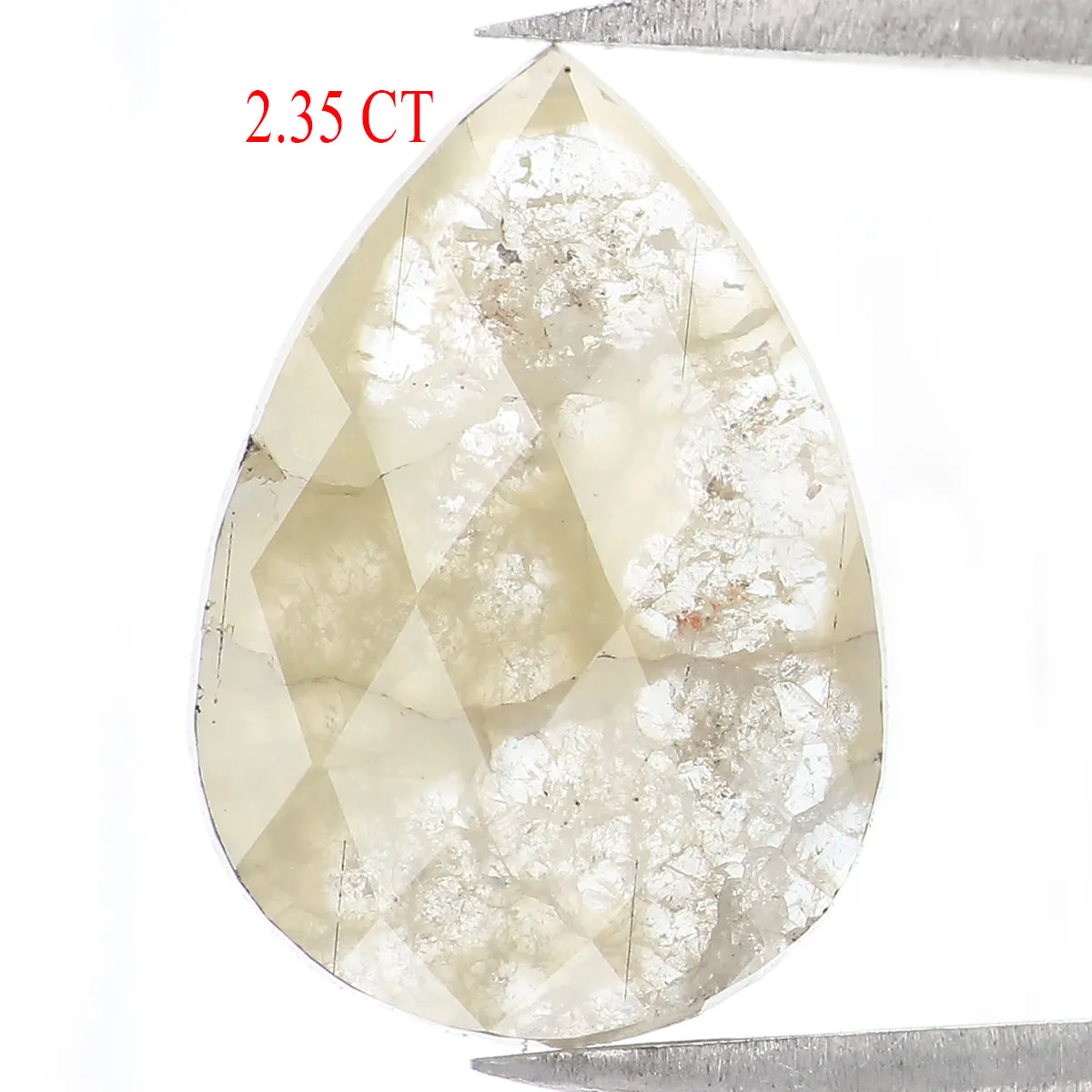 Natural Loose Pear Grey Yellow Color Diamond 2.35 CT 13.85 MM Pear Shape Rose Cut Diamond L1556