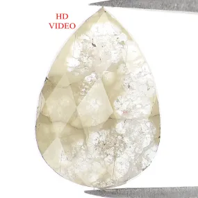 Natural Loose Pear Grey Yellow Color Diamond 2.35 CT 13.85 MM Pear Shape Rose Cut Diamond L1556