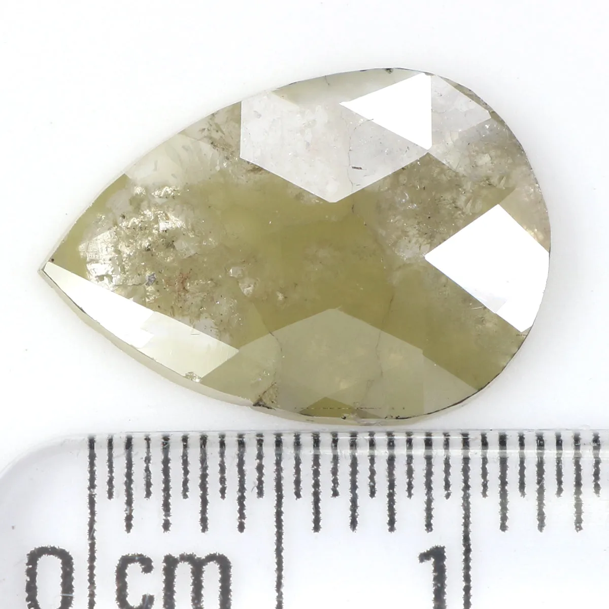 Natural Loose Pear Grey Yellow Color Diamond 2.35 CT 13.85 MM Pear Shape Rose Cut Diamond L1556