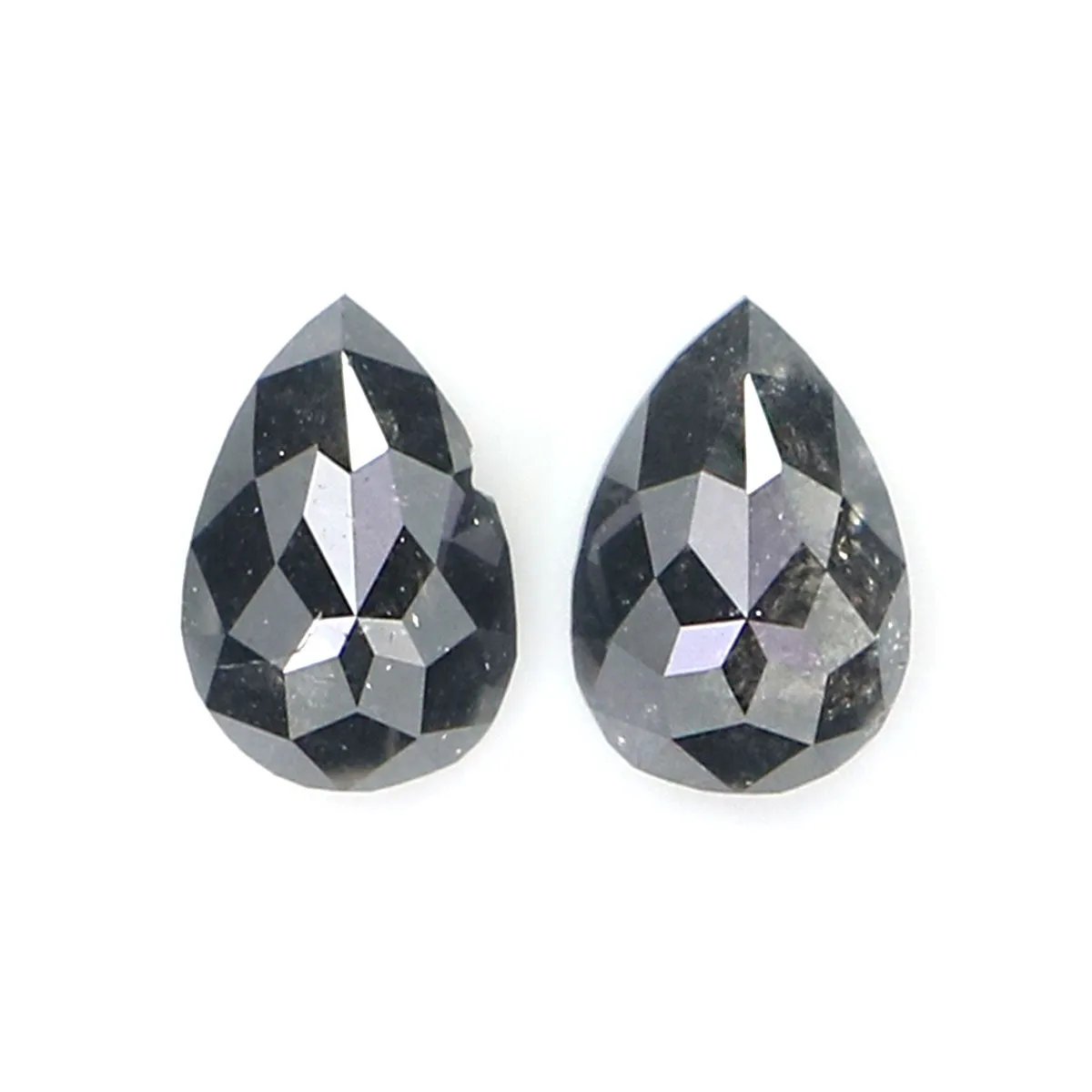 Natural Loose Pear Salt And Pepper Diamond Black Grey Color 0.60 CT 5.34 MM Pear Shape Rose Cut Diamond L2447