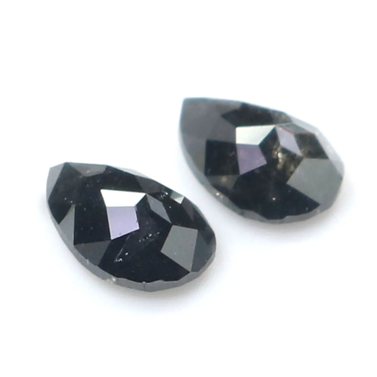 Natural Loose Pear Salt And Pepper Diamond Black Grey Color 0.60 CT 5.34 MM Pear Shape Rose Cut Diamond L2447