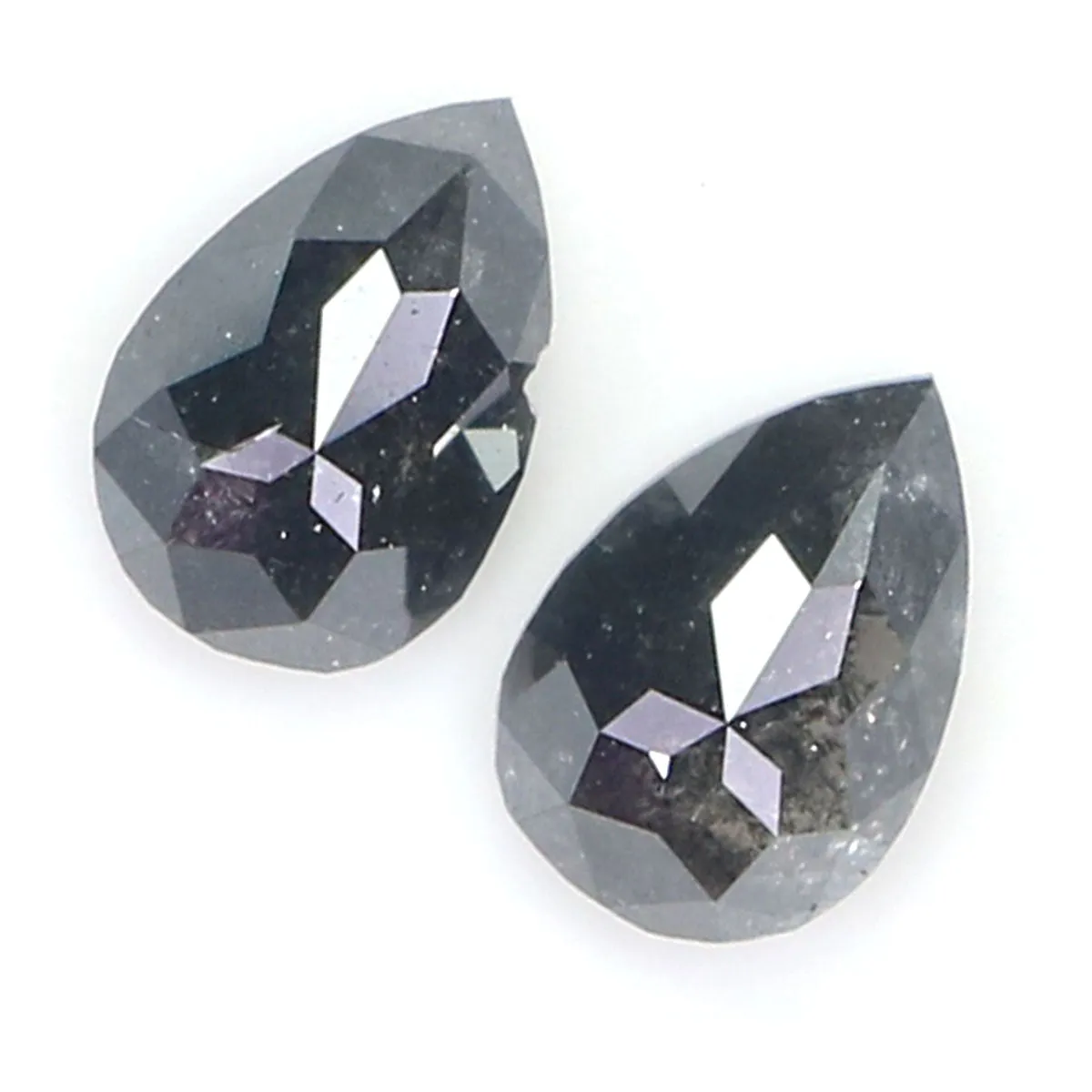 Natural Loose Pear Salt And Pepper Diamond Black Grey Color 0.60 CT 5.34 MM Pear Shape Rose Cut Diamond L2447