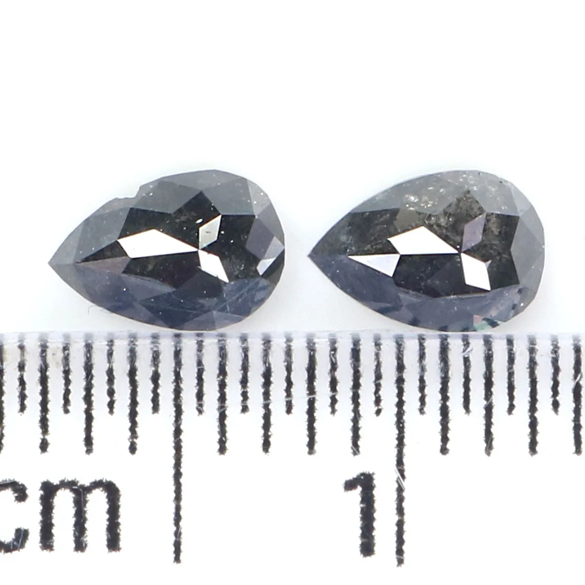 Natural Loose Pear Salt And Pepper Diamond Black Grey Color 0.60 CT 5.34 MM Pear Shape Rose Cut Diamond L2447