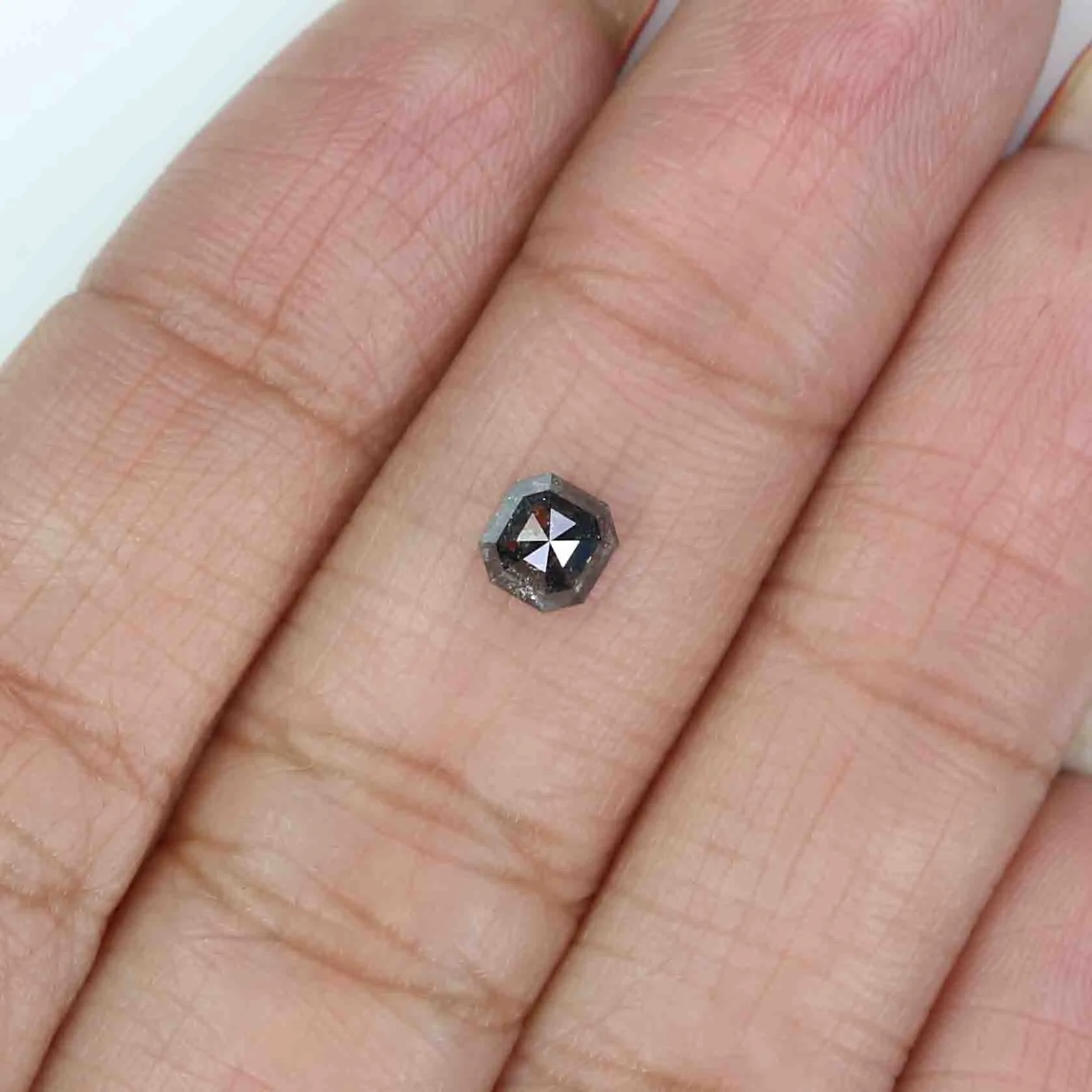 Natural Loose Radiant Diamond Black Grey Color 0.66 CT 4.60 MM Radiant Shape Rose Cut Diamond KR1437