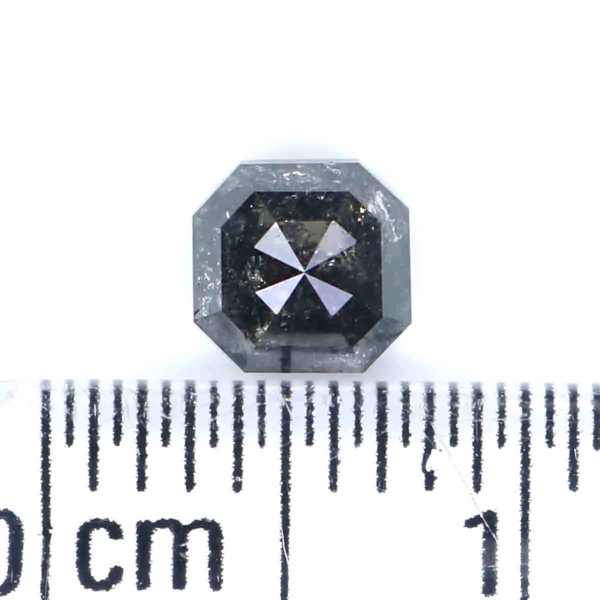 Natural Loose Radiant Diamond Black Grey Color 0.66 CT 4.60 MM Radiant Shape Rose Cut Diamond KR1437