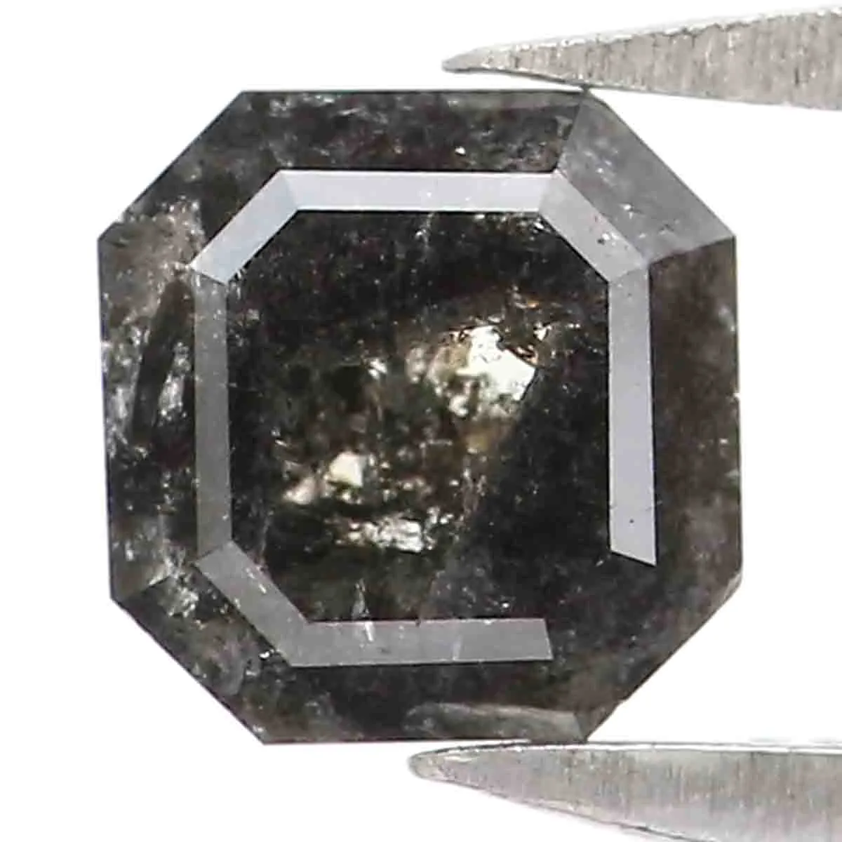 Natural Loose Radiant Diamond Black Grey Color 0.66 CT 4.60 MM Radiant Shape Rose Cut Diamond KR1437