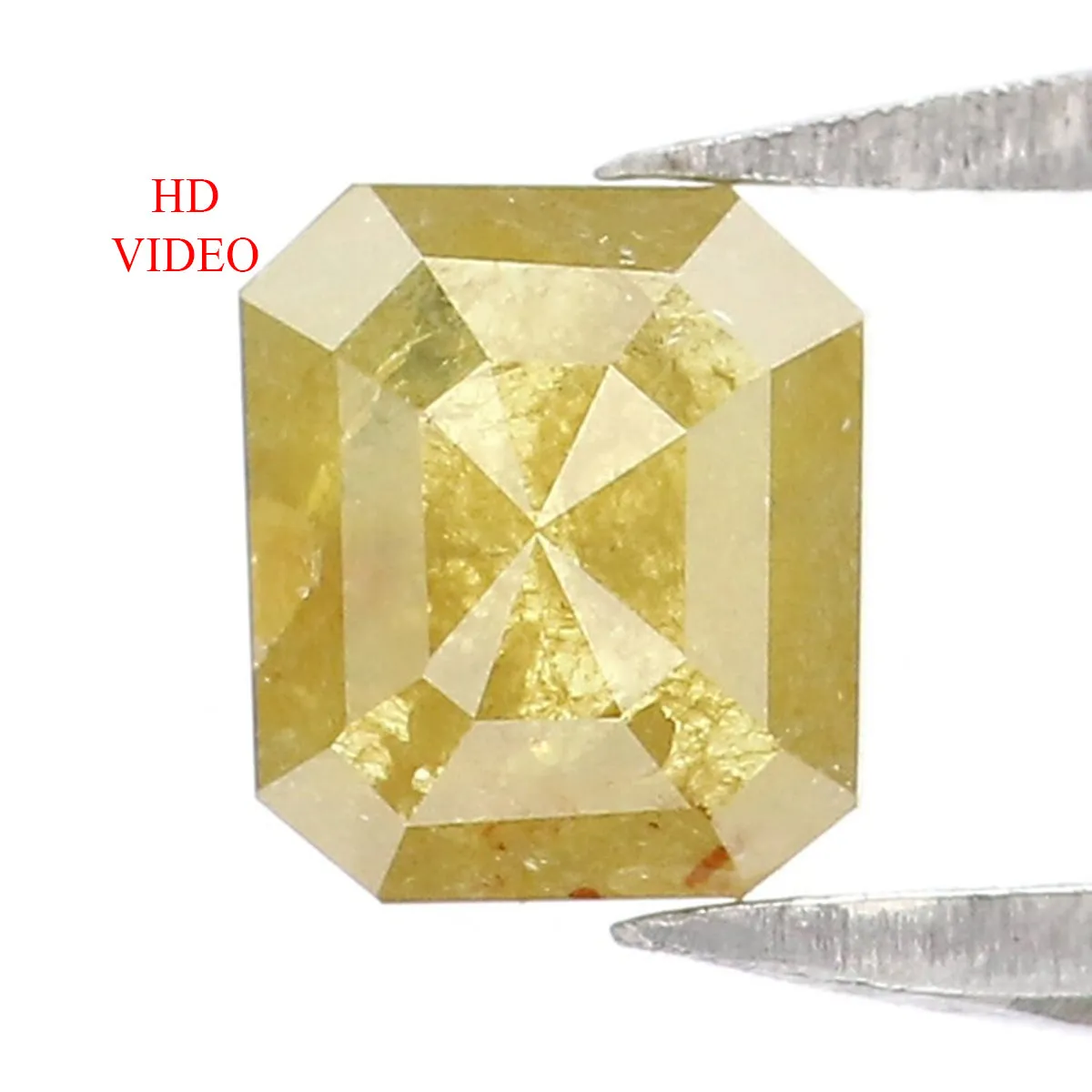 Natural Loose Radiant  Diamond Yellow Green Color 0.42 CT 5.00 MM Radiant Shape Rose Cut Diamond KR1196