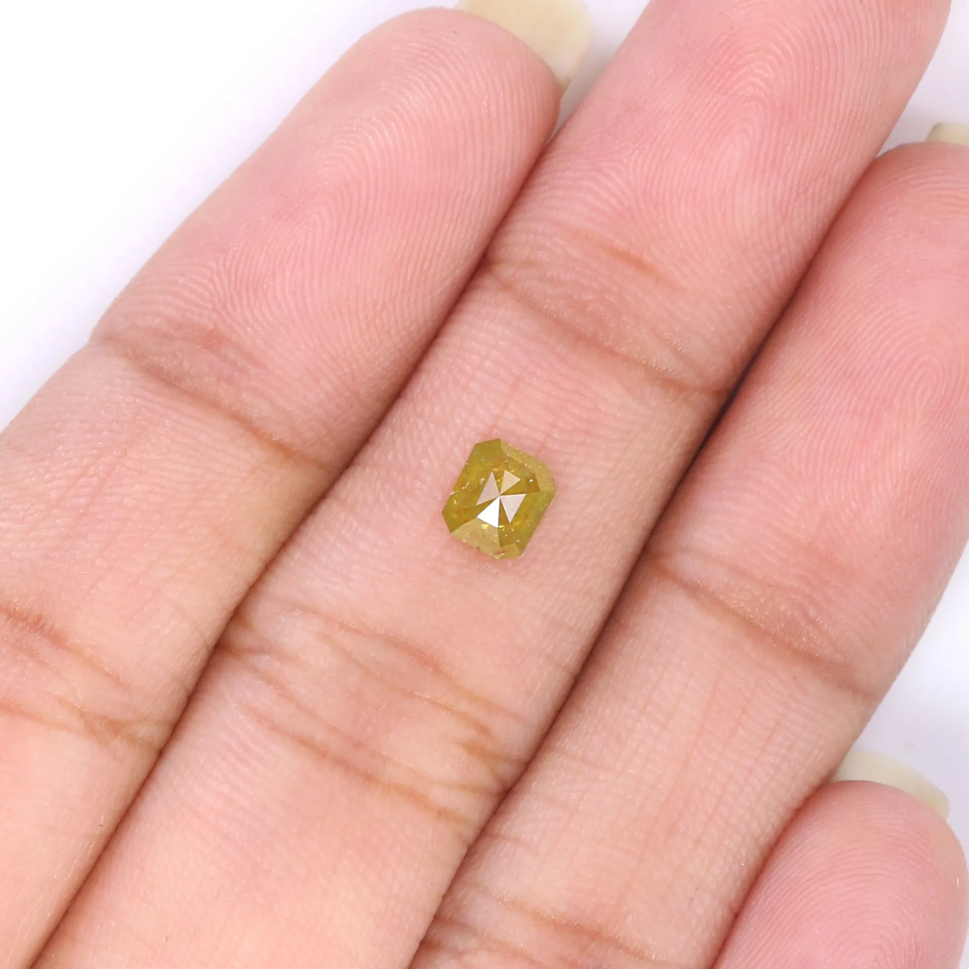 Natural Loose Radiant  Diamond Yellow Green Color 0.42 CT 5.00 MM Radiant Shape Rose Cut Diamond KR1196