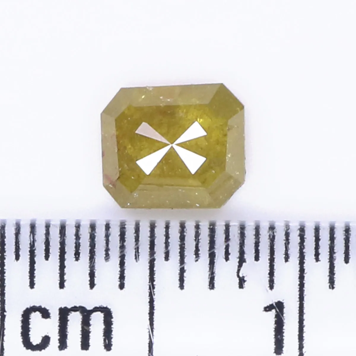 Natural Loose Radiant  Diamond Yellow Green Color 0.42 CT 5.00 MM Radiant Shape Rose Cut Diamond KR1196