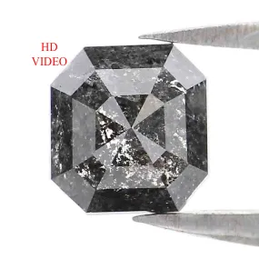 Natural Loose Radiant Salt And Pepper Diamond Black Grey Color 0.81 CT 5.50 MM Radiant Shape Rose Cut Diamond L8808