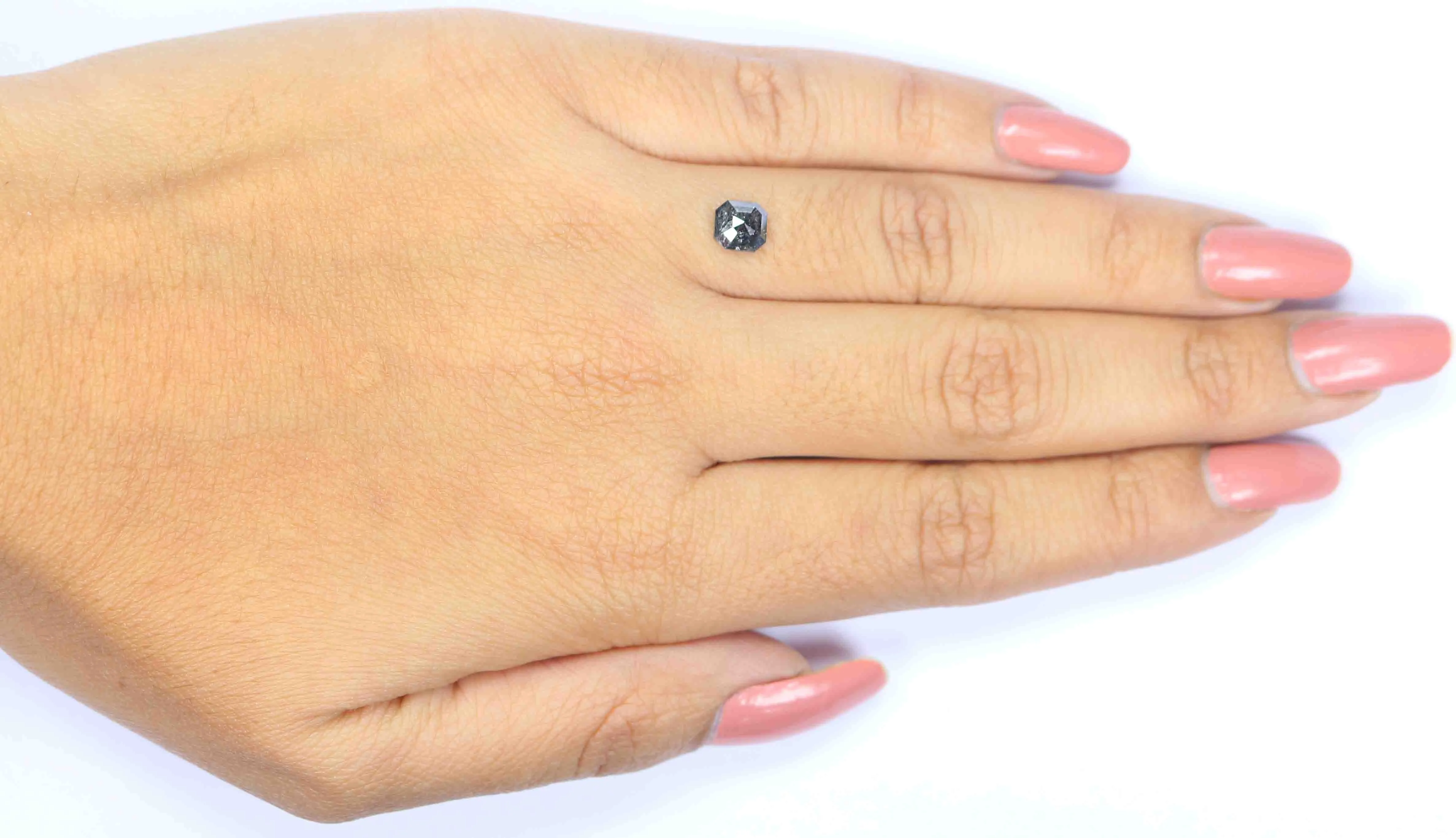 Natural Loose Radiant Salt And Pepper Diamond Black Grey Color 0.81 CT 5.50 MM Radiant Shape Rose Cut Diamond L8808