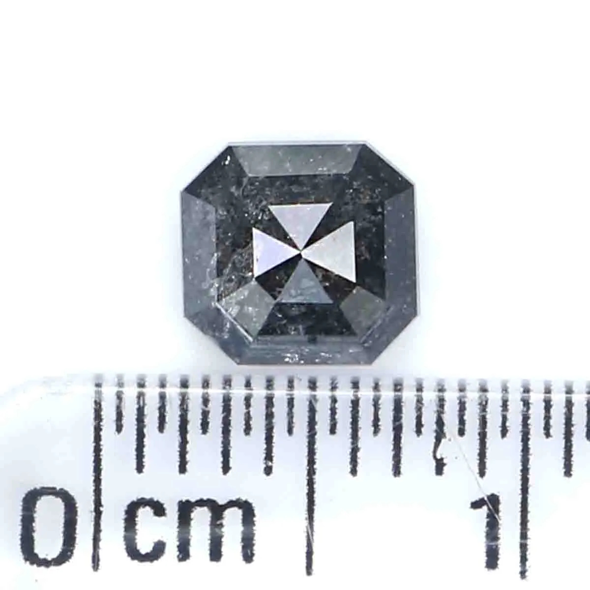 Natural Loose Radiant Salt And Pepper Diamond Black Grey Color 0.81 CT 5.50 MM Radiant Shape Rose Cut Diamond L8808