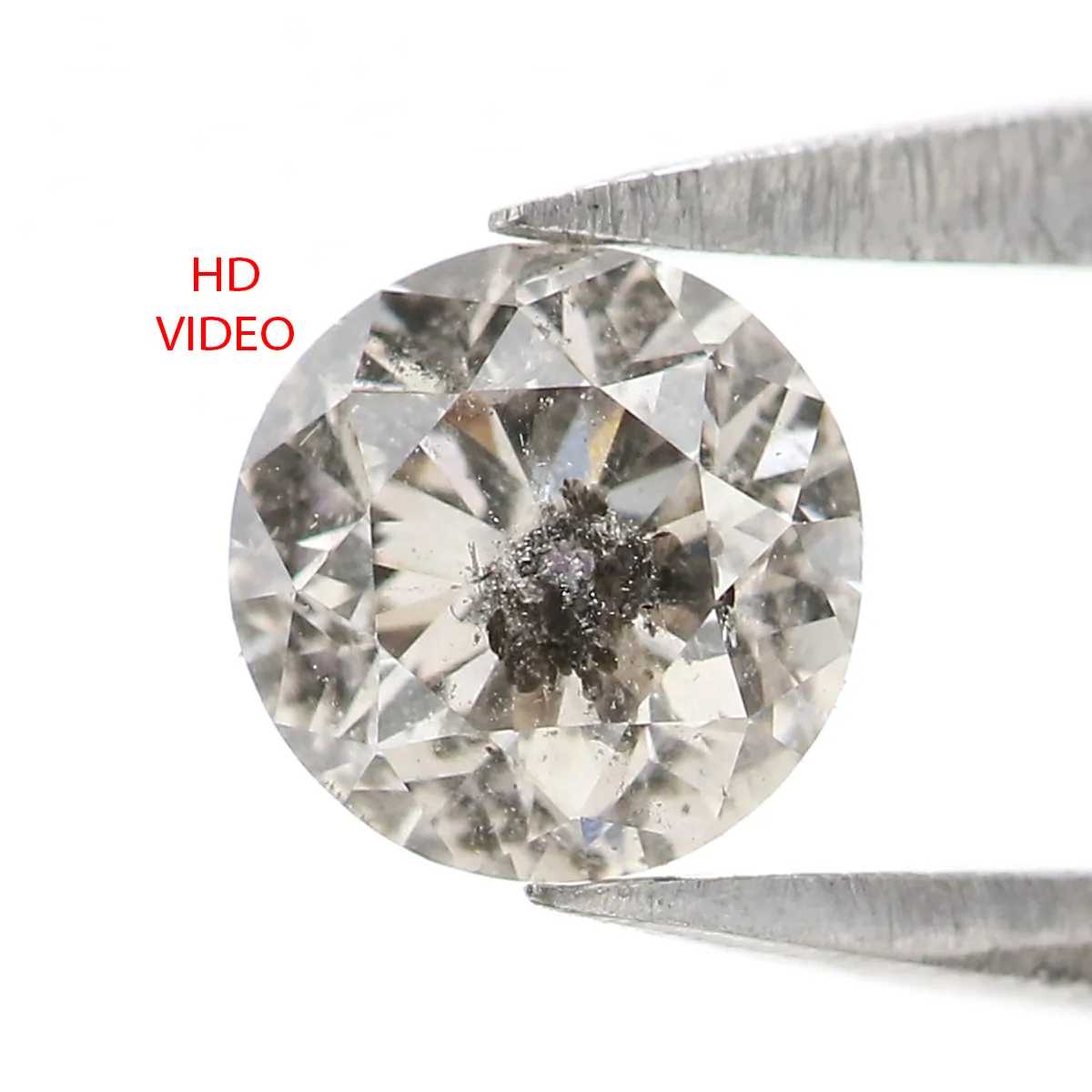 Natural Loose Round Salt And Pepper Diamond Black Grey Color 0.41 CT 4.68 MM Round Brilliant Cut Diamond L2566