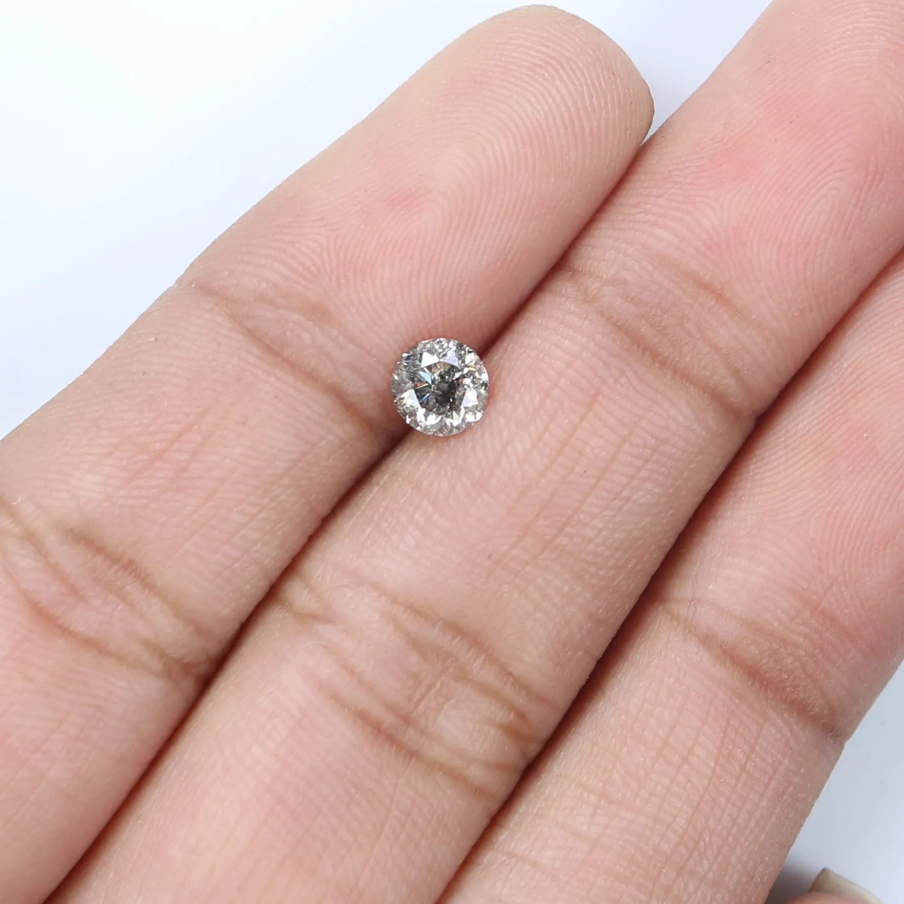 Natural Loose Round Salt And Pepper Diamond Black Grey Color 0.41 CT 4.68 MM Round Brilliant Cut Diamond L2566