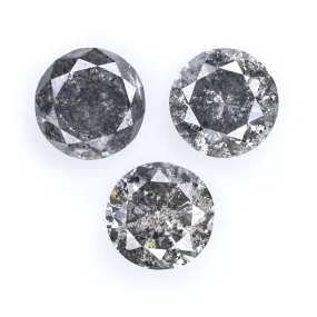 Natural Loose Round Salt And Pepper Diamond Black Grey Color 0.65 CT 3.60 MM Round Brilliant Cut Diamond L9080