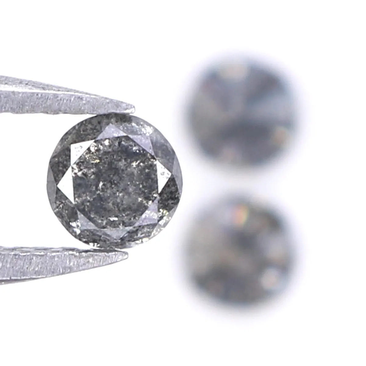 Natural Loose Round Salt And Pepper Diamond Black Grey Color 0.65 CT 3.60 MM Round Brilliant Cut Diamond L9080