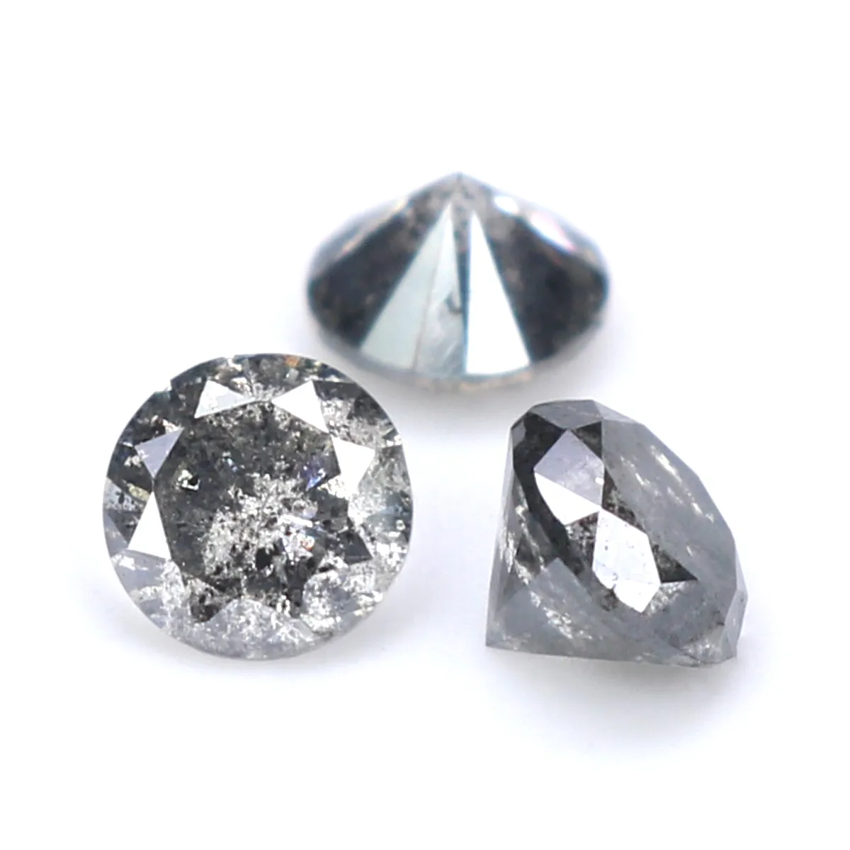 Natural Loose Round Salt And Pepper Diamond Black Grey Color 0.65 CT 3.60 MM Round Brilliant Cut Diamond L9080