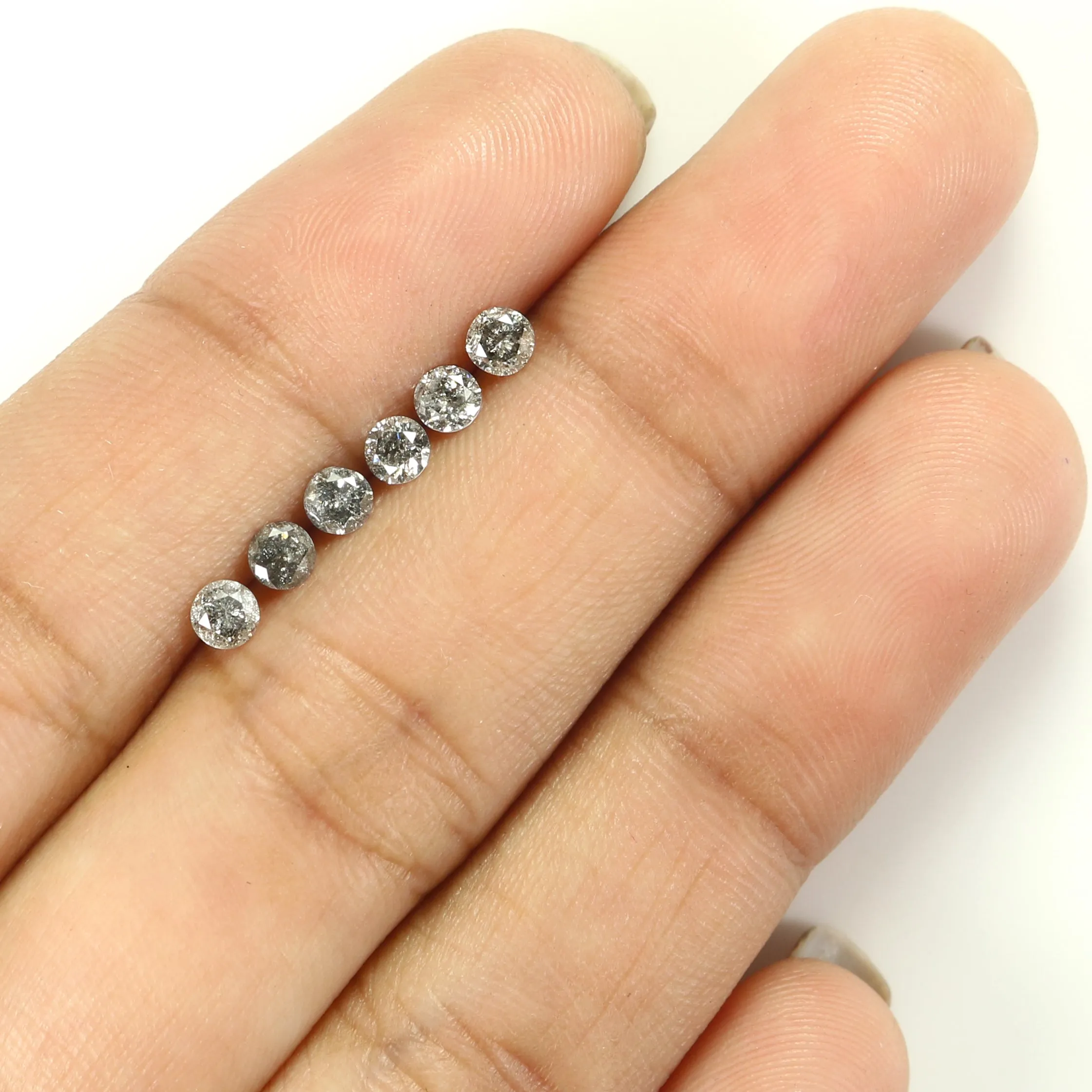 Natural Loose Round Salt And Pepper Diamond Black Grey Color 0.81 CT 3.10 MM Round Brilliant Cut Diamond KDL1395