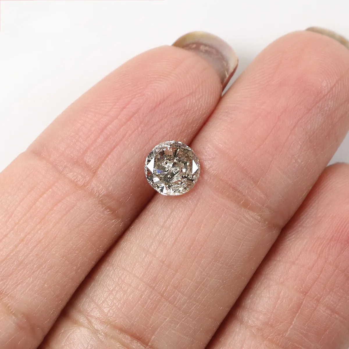 Natural Loose Round Salt And Pepper Diamond Black Grey Color 0.84 CT 5.90 MM Round Brilliant Cut Diamond L8750