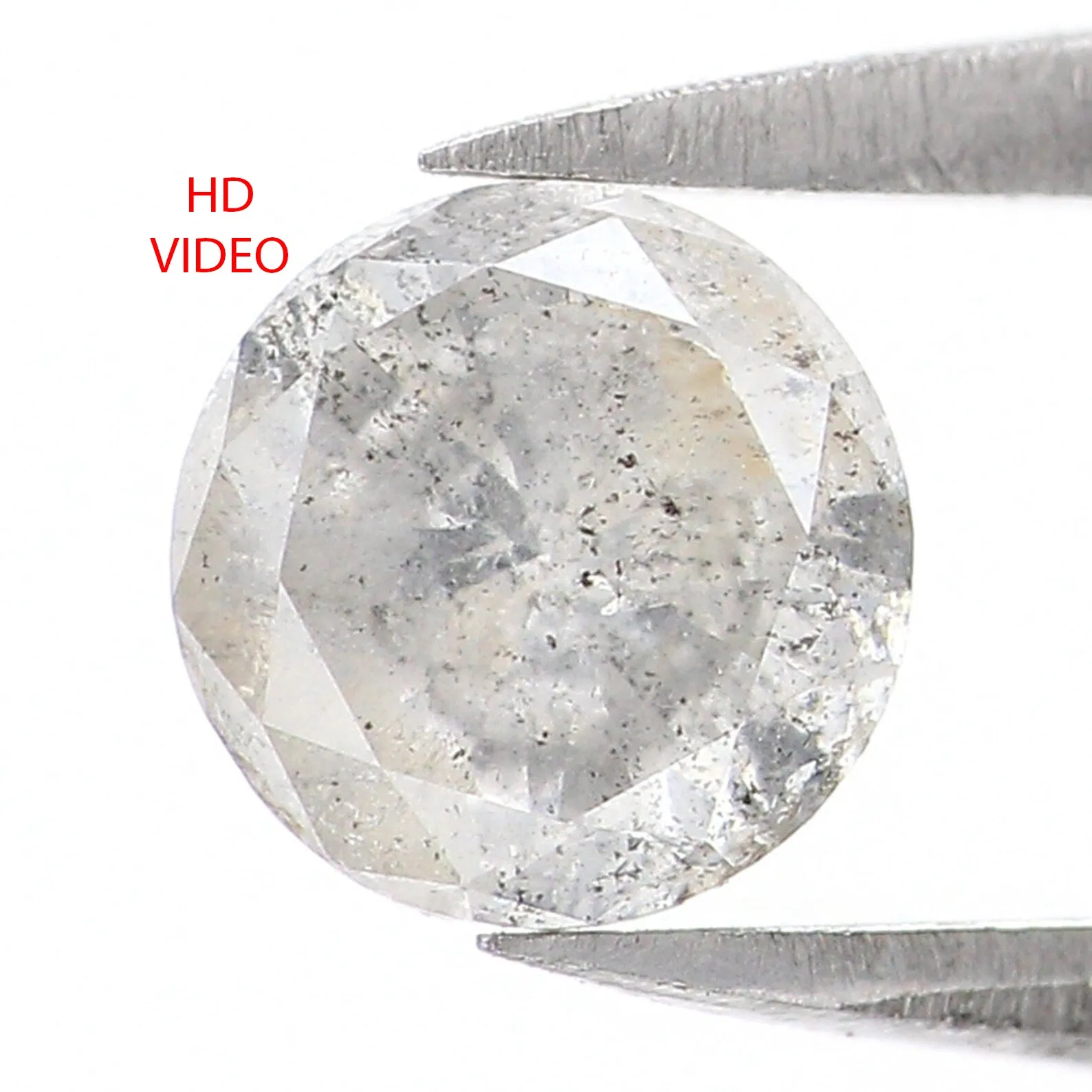 Natural Loose Round Salt And Pepper Diamond Black Grey Color 0.85 CT 5.90 MM Round Brilliant Cut Diamond L8696