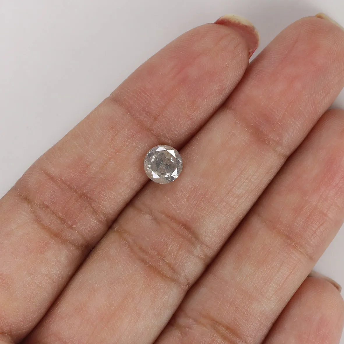 Natural Loose Round Salt And Pepper Diamond Black Grey Color 0.85 CT 5.90 MM Round Brilliant Cut Diamond L8696