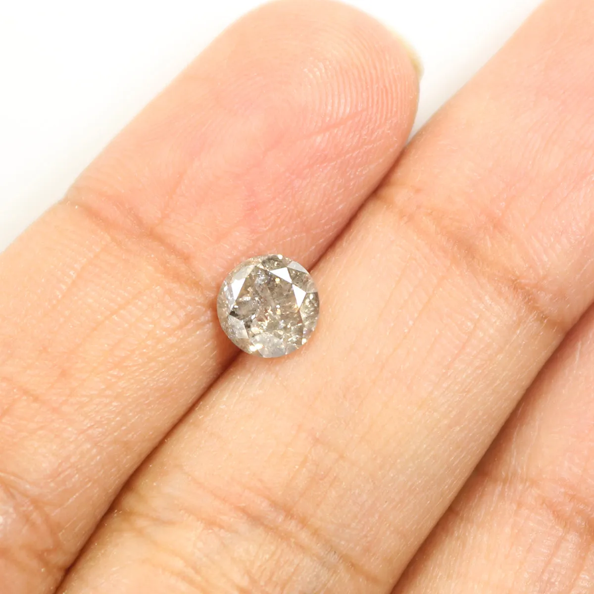 Natural Loose Round Salt And Pepper Diamond Black Grey Color 0.95 CT 6.00 MM Round Brilliant Cut Diamond L8368