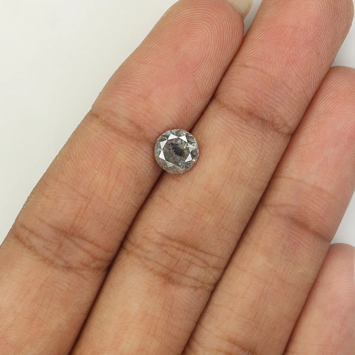 Natural Loose Round Salt And Pepper Diamond Black Grey Color 1.17 CT 6.40 MM Round Brilliant Cut Diamond L1209