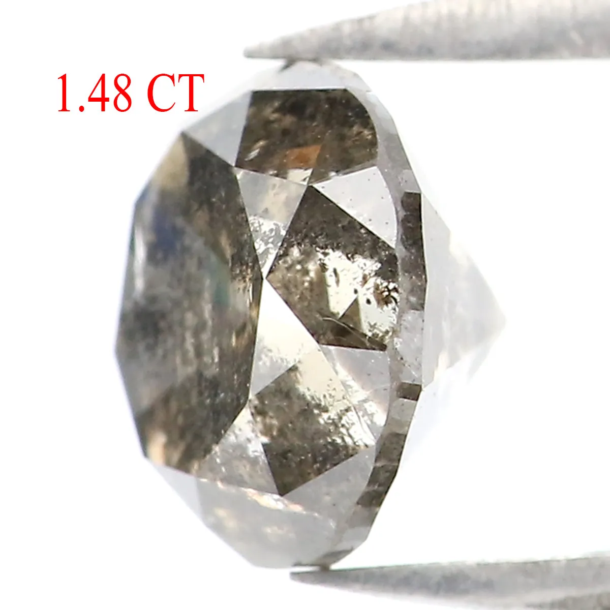 Natural Loose Round Salt And Pepper Diamond Black Grey Color 1.48 CT 6.70 MM Round Brilliant Cut Diamond L8699