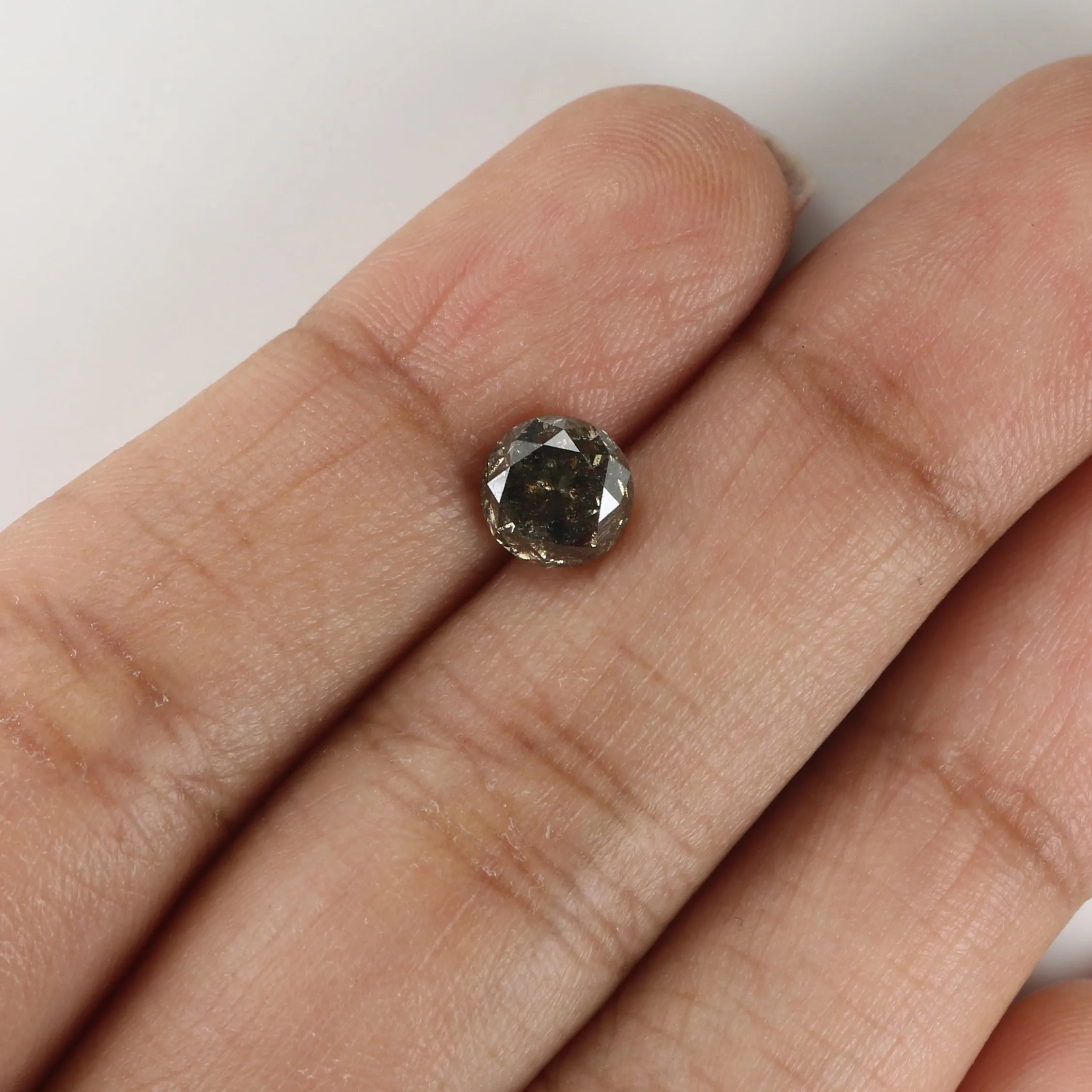 Natural Loose Round Salt And Pepper Diamond Black Grey Color 1.48 CT 6.70 MM Round Brilliant Cut Diamond L8699