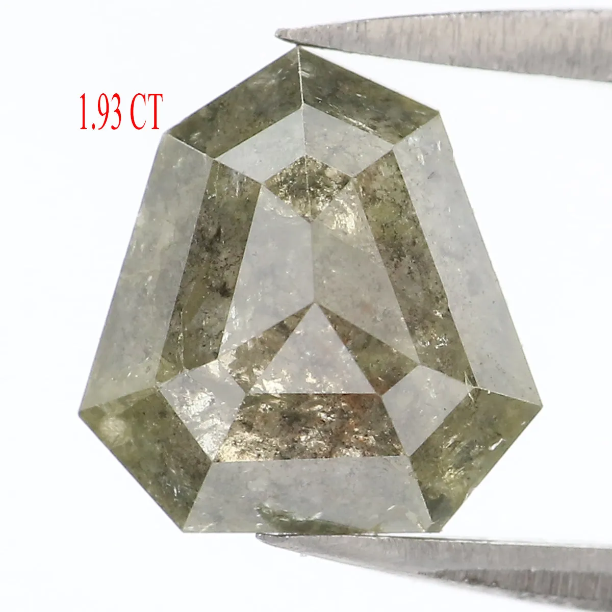 Natural Loose Shield Diamond Grey Green Color 1.93 CT 9.00 MM Shield Shape Rose Cut Diamond L8145