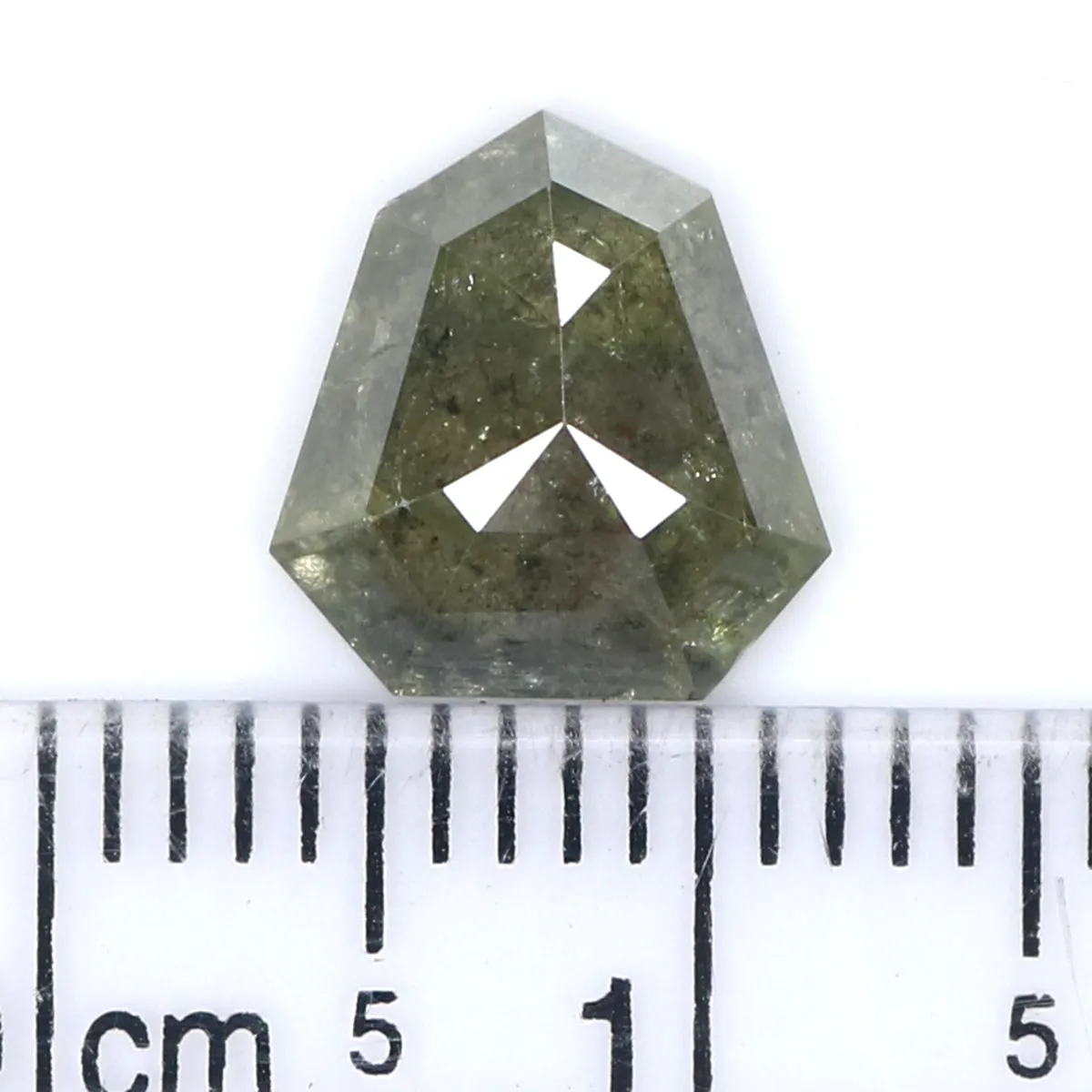 Natural Loose Shield Diamond Grey Green Color 1.93 CT 9.00 MM Shield Shape Rose Cut Diamond L8145