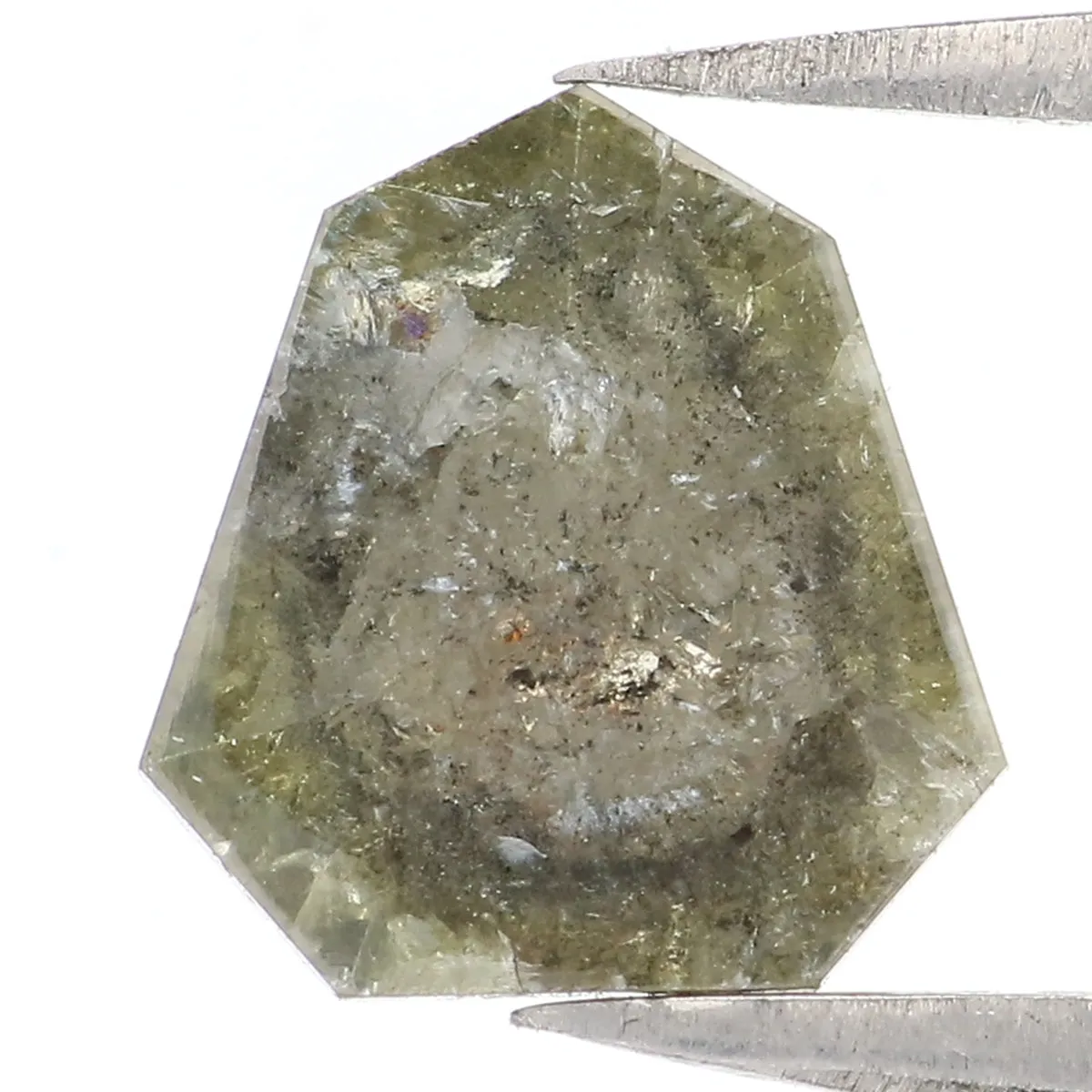 Natural Loose Shield Diamond Grey Green Color 1.93 CT 9.00 MM Shield Shape Rose Cut Diamond L8145