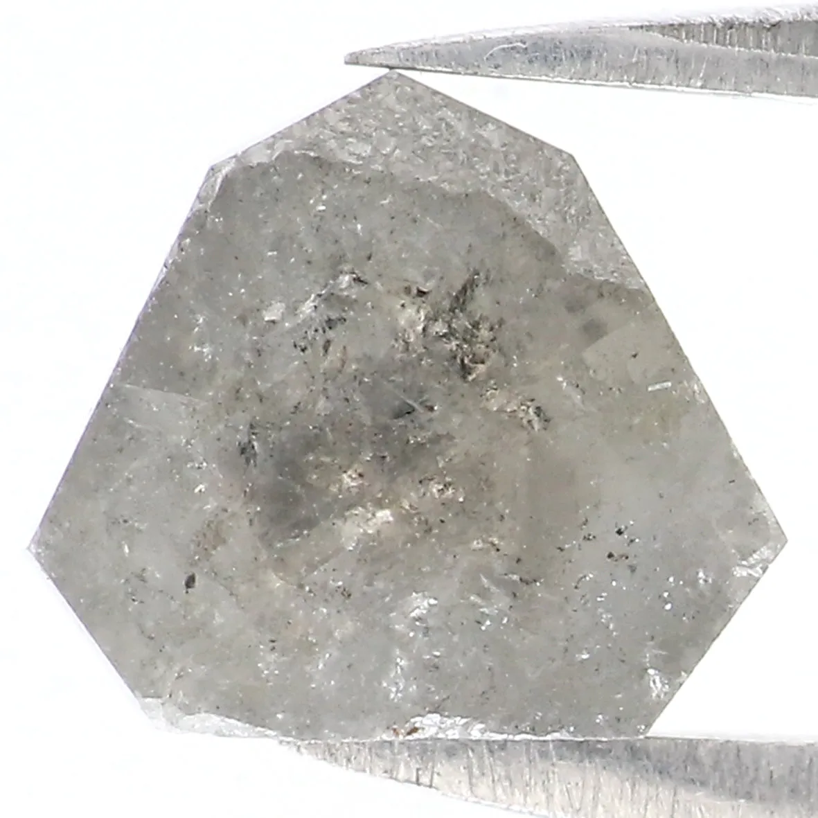 Natural Loose Shield Salt And Pepper Diamond Grey Color 1.82 CT 7.70 MM Shield Shape Rose Cut Diamond KR1311