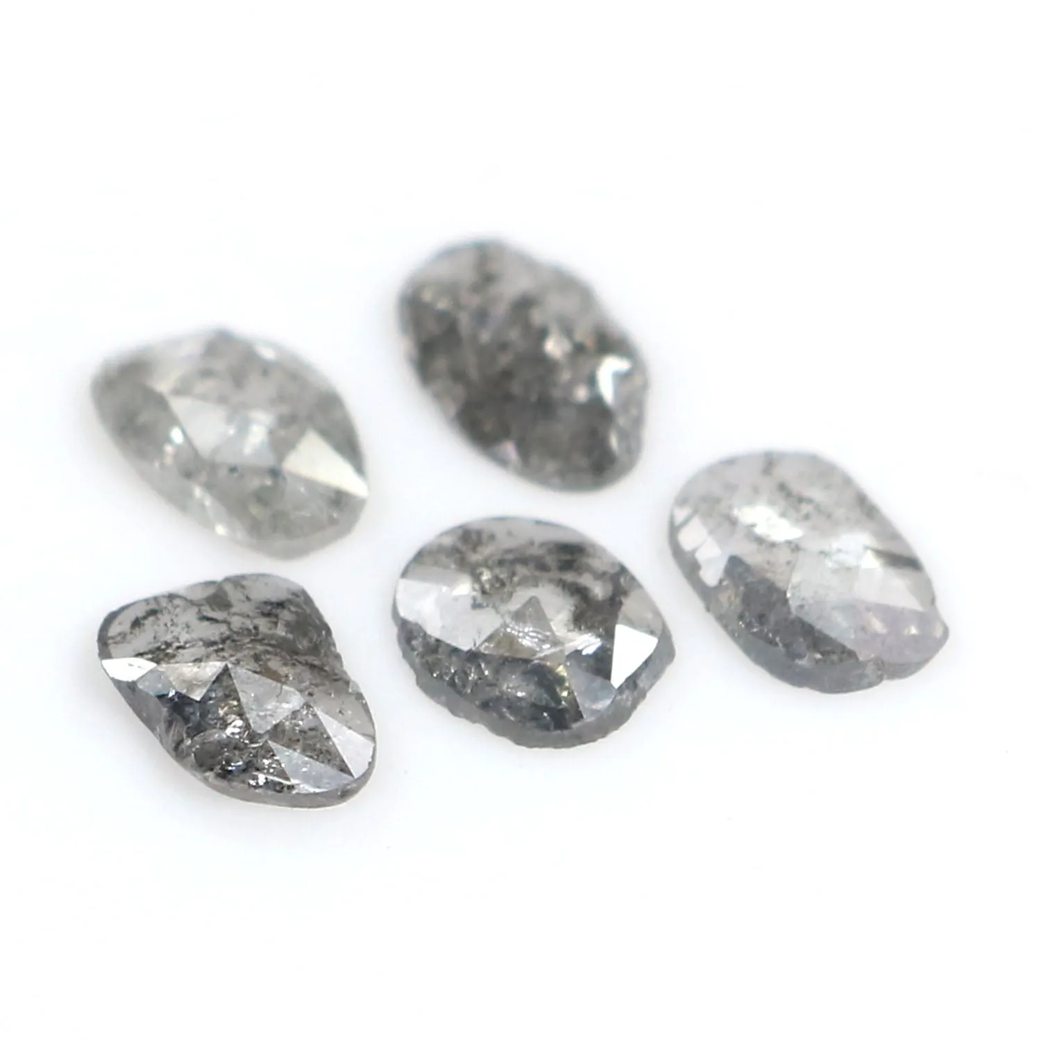 Natural Loose Slice Salt And Pepper Diamond Black Grey Color 1.04 CT 5.48 MM Slice Shape Rose Cut Diamond L2520