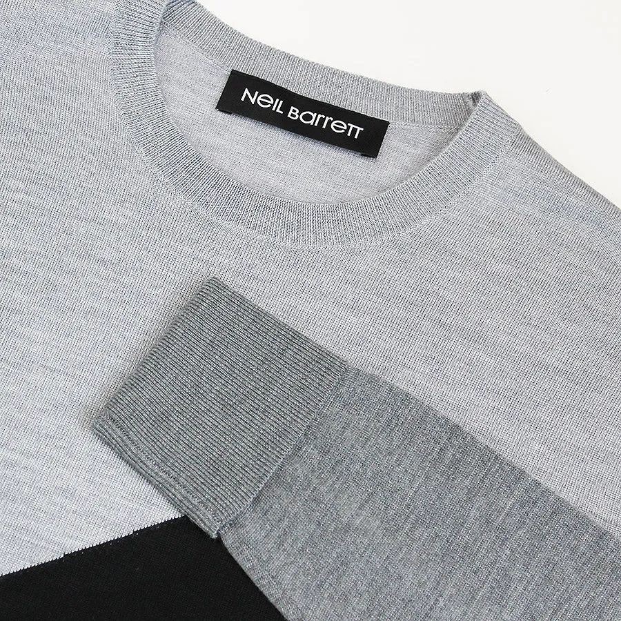 Neil Barrett - Crew Neck Jumper in Smoke Melange / Black