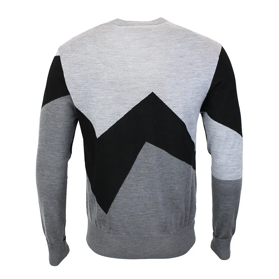 Neil Barrett - Crew Neck Jumper in Smoke Melange / Black