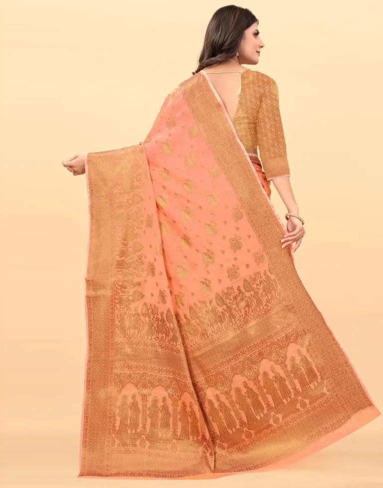 Orange Weaving Cotton Saree