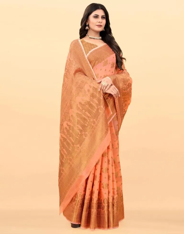 Orange Weaving Cotton Saree