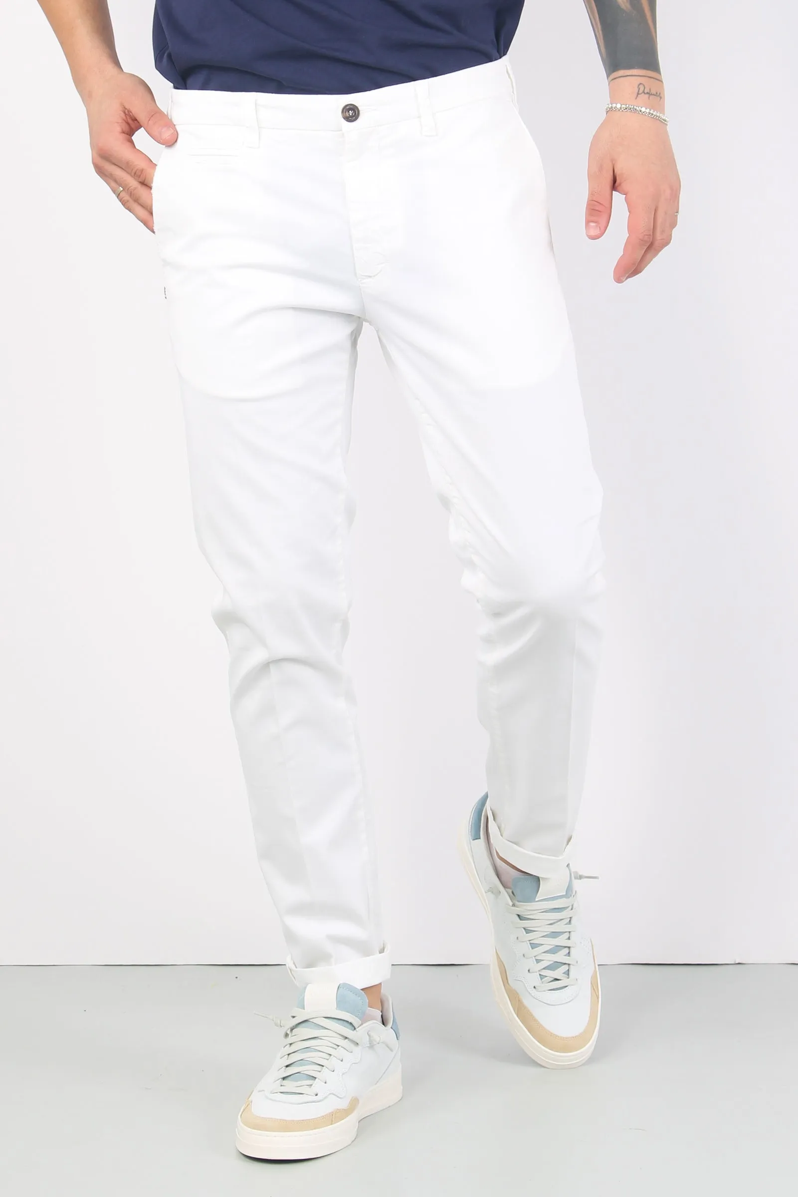 Pantalone Chino Slim Fit Bianco Ottico