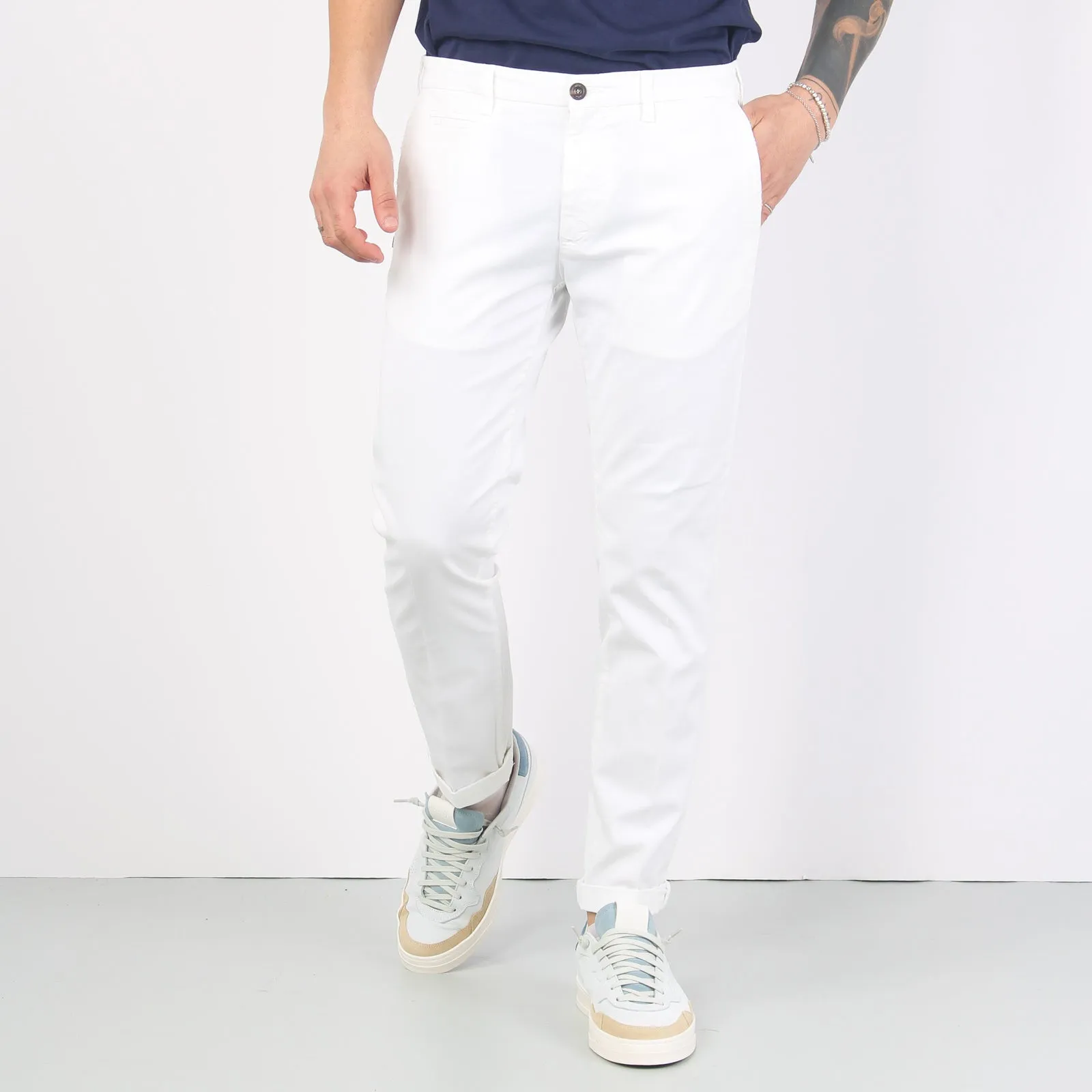 Pantalone Chino Slim Fit Bianco Ottico