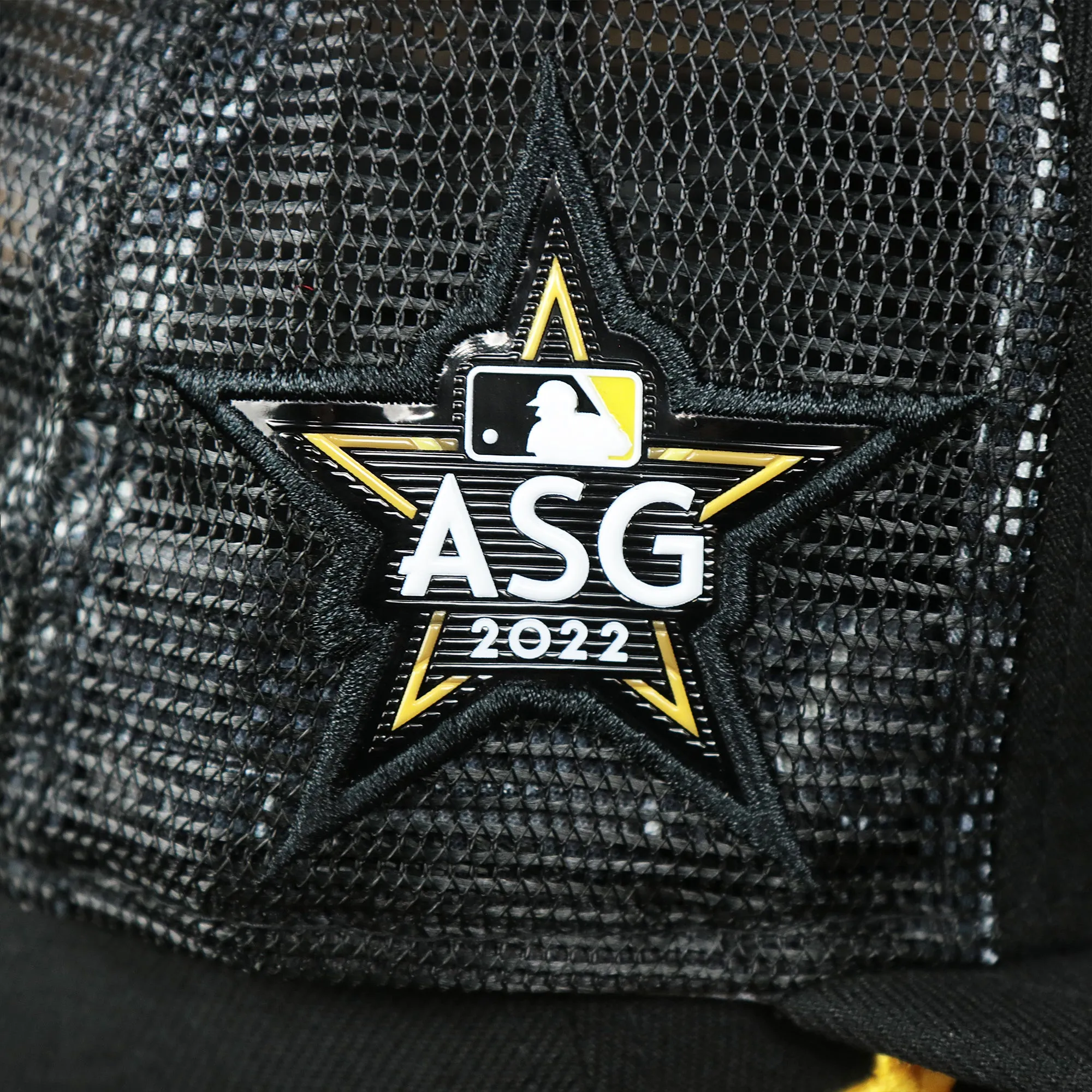 Pittsburgh Pirates Metallic All Star Game MLB 2022 Side Patch 9Fifty Mesh Snapback | ASG 2022 Black Trucker Hat