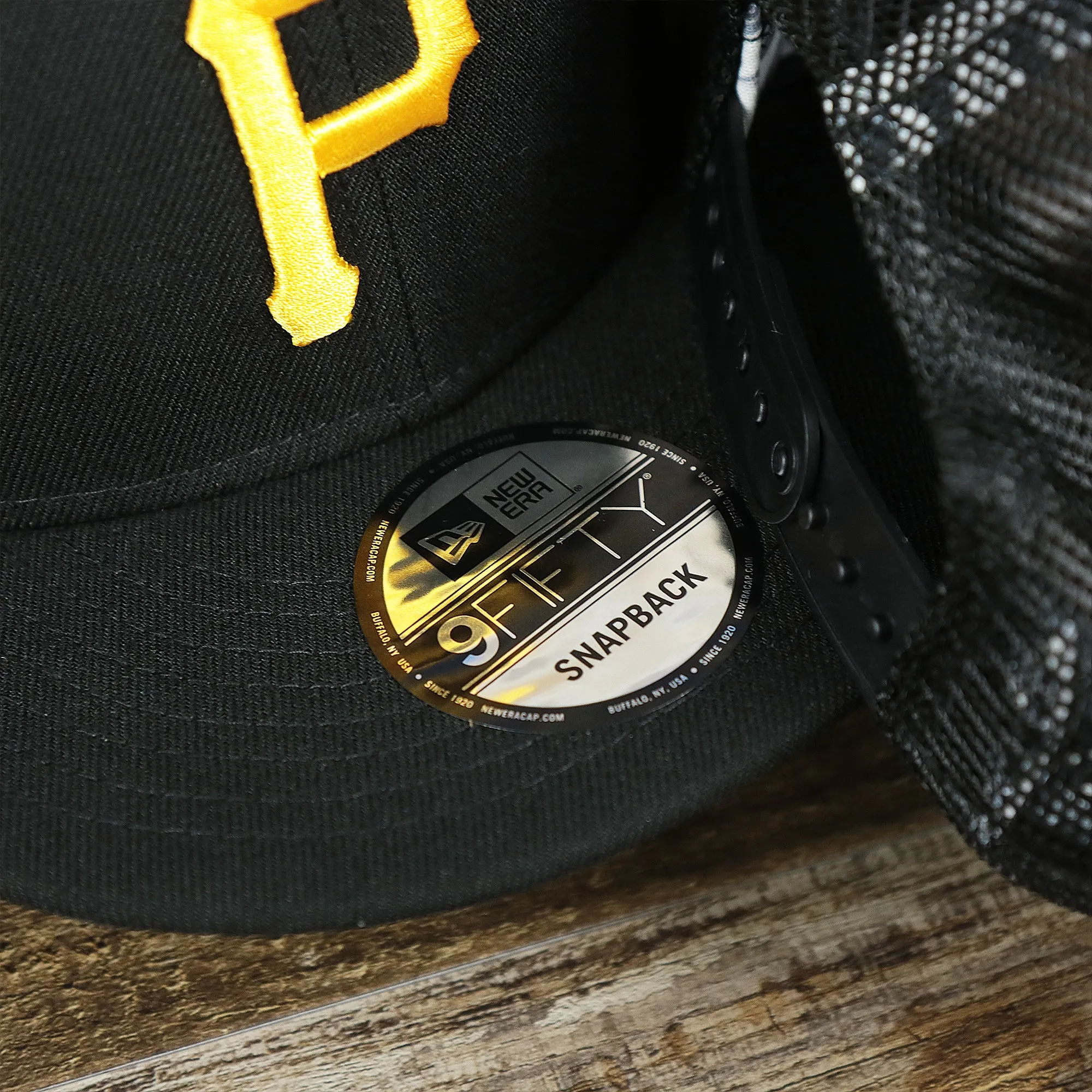 Pittsburgh Pirates Metallic All Star Game MLB 2022 Side Patch 9Fifty Mesh Snapback | ASG 2022 Black Trucker Hat