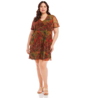 Plus Size Short Sleeve A-Line Dress