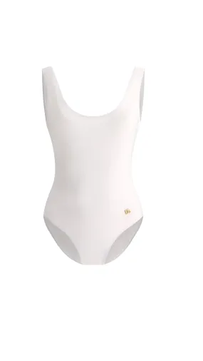 Racer-style One-piece Swimsuit - White