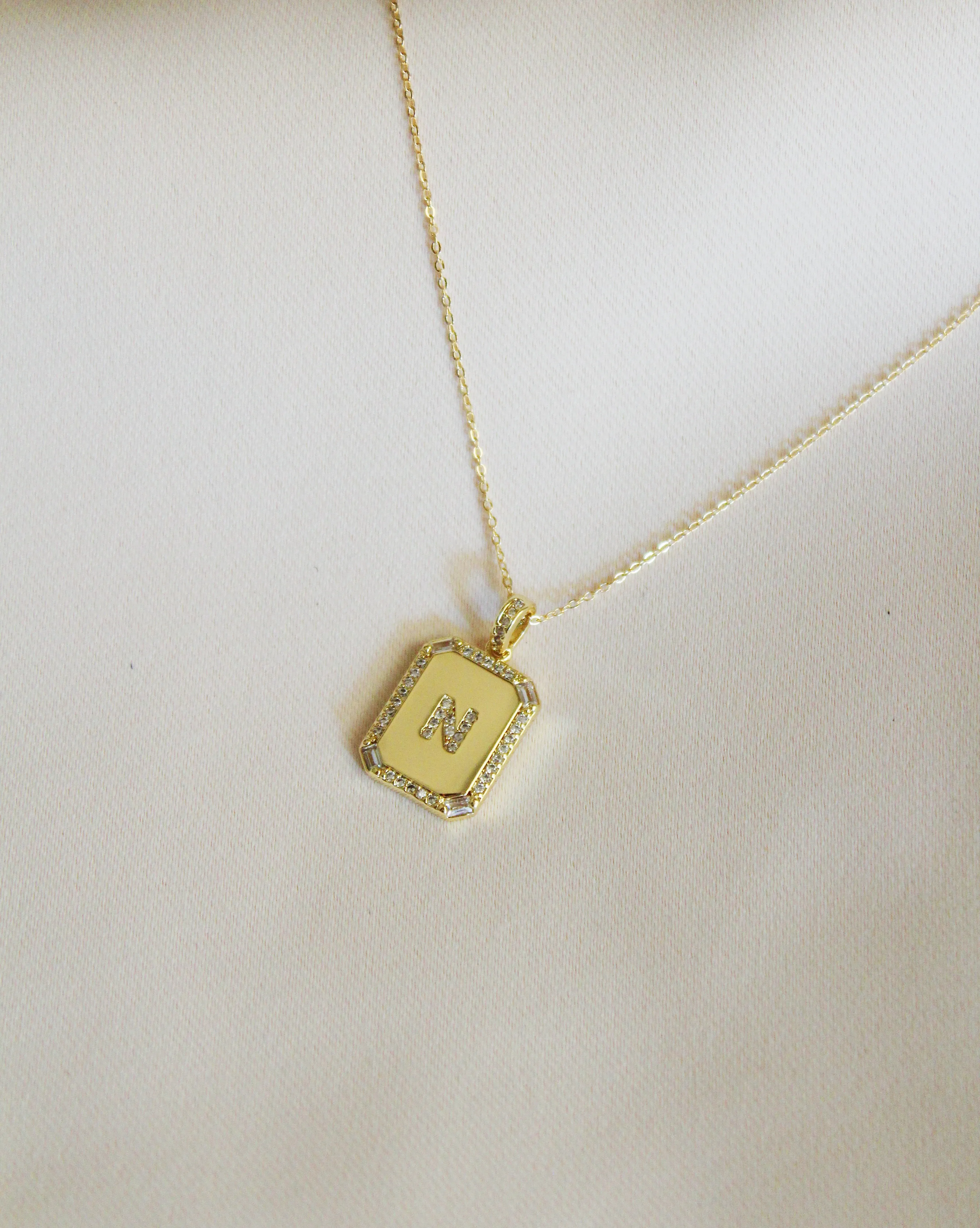 Rectangle Initial Necklace